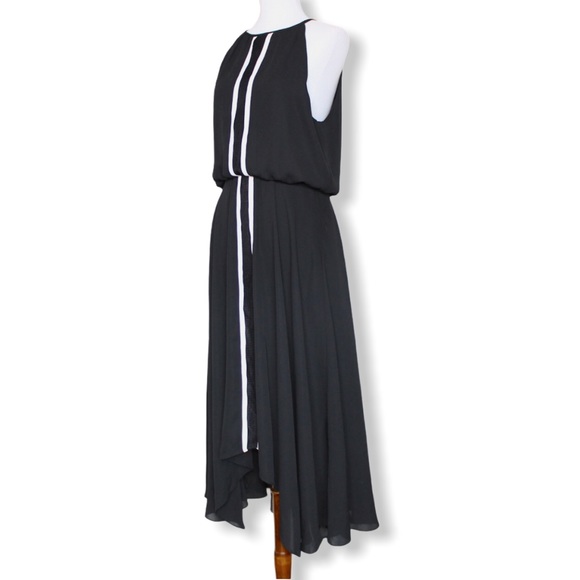 Parker Black High-Low Blouson Halter Dress Small - Picture 2 of 14
